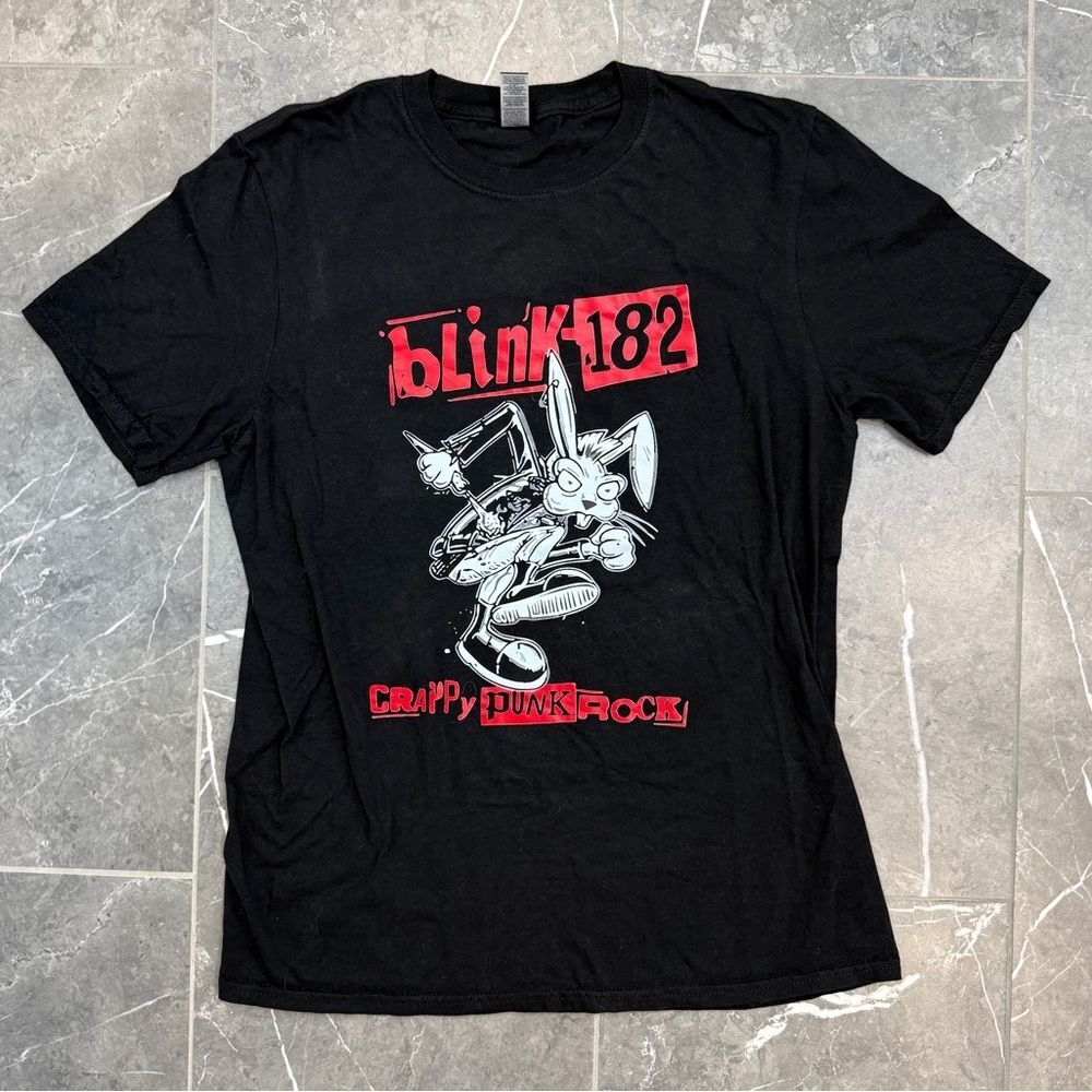 Blink-182 Crappy Punk Rock Logo Black Graphic Band Tee Men’s Unisex Size Medium